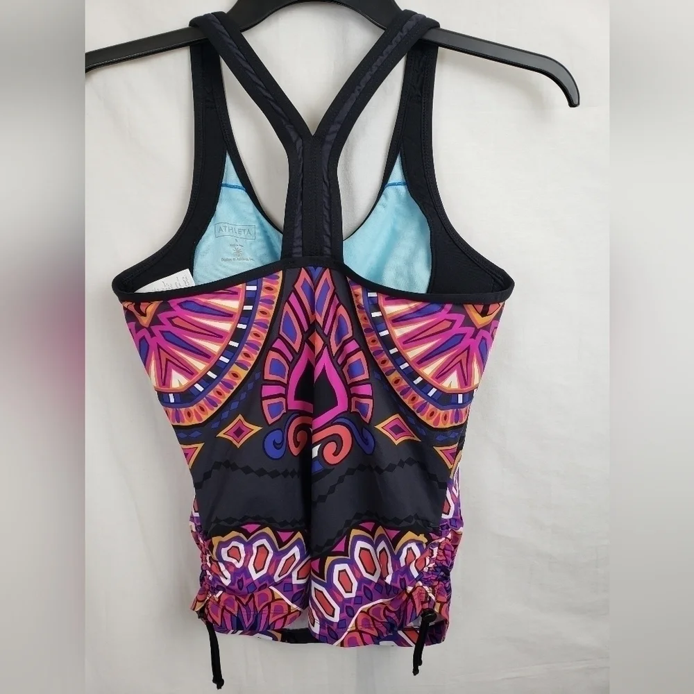 Athleta Orange Multicolored Racerback Swimtop Sz S